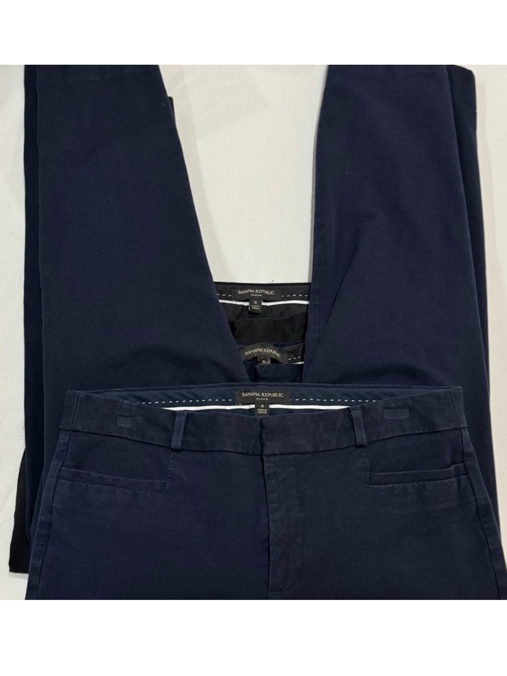 3 Women’s Pairs of Banana Republic SLOAN Navy & Black Cropped Pants All Size 8